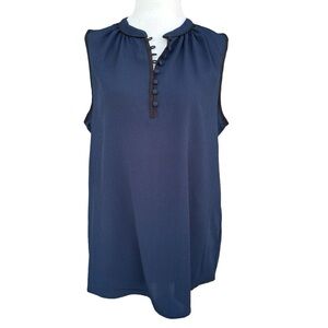 Banana Republic NWT Navy Sleeveless
Blouse with Black Trim Details M